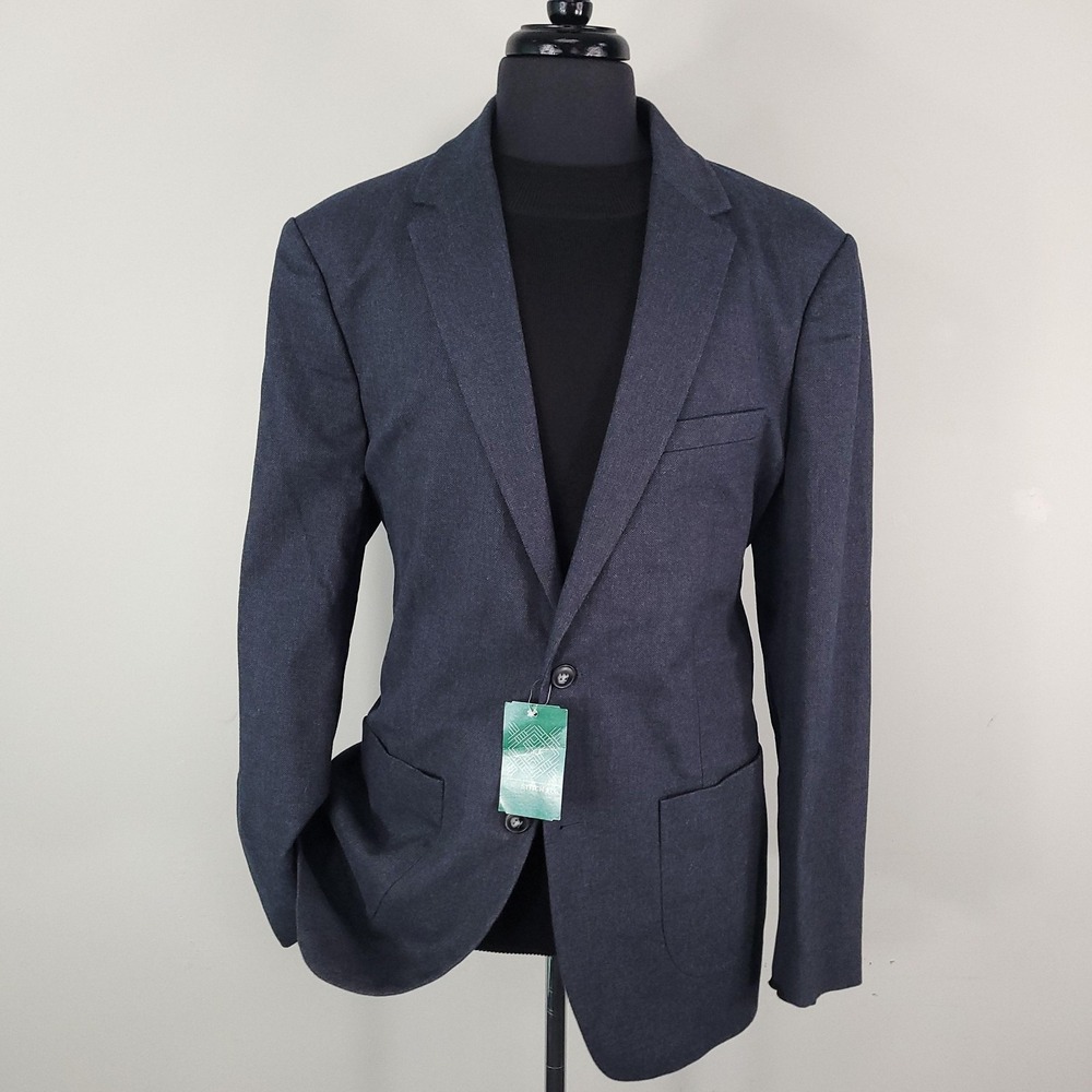 Fairlane Blazer Mens XL Grey Refined Textured Cotton Stretch Jacket Sport Coat